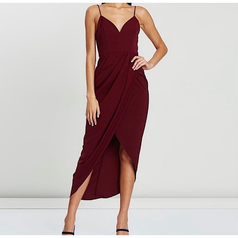 Women's Spaghetti Strap Ruched Midi Dress